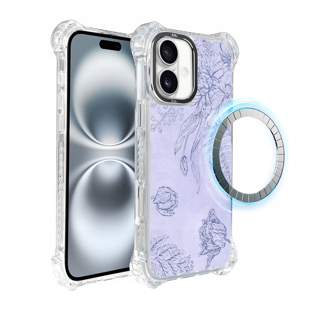 Pouzdro pro iPhone 16 Ibizu DropGuard Ultra s MagSafe, Květinový reliéf