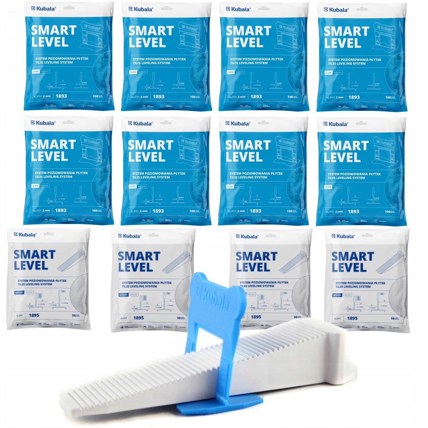 Kubala Smart Level Na Vyrovnávanie Klinových Dlaždíc 200 Klipy 2MM 800 Kusov