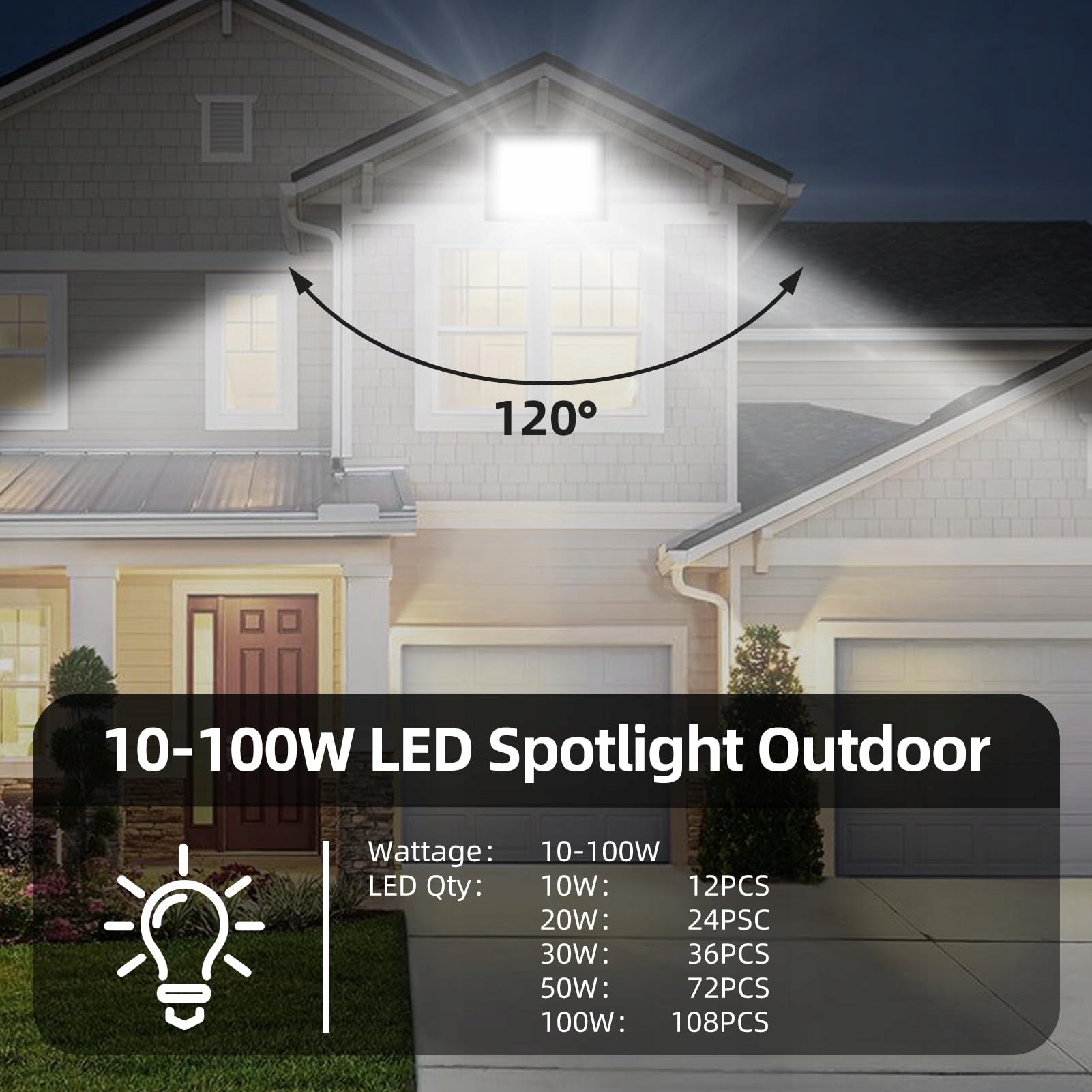 Reflektor LED Zewnętrzny Ciepły Biały Z Kablem 300cm IP65 50W WOWSPEED — miniatura 3