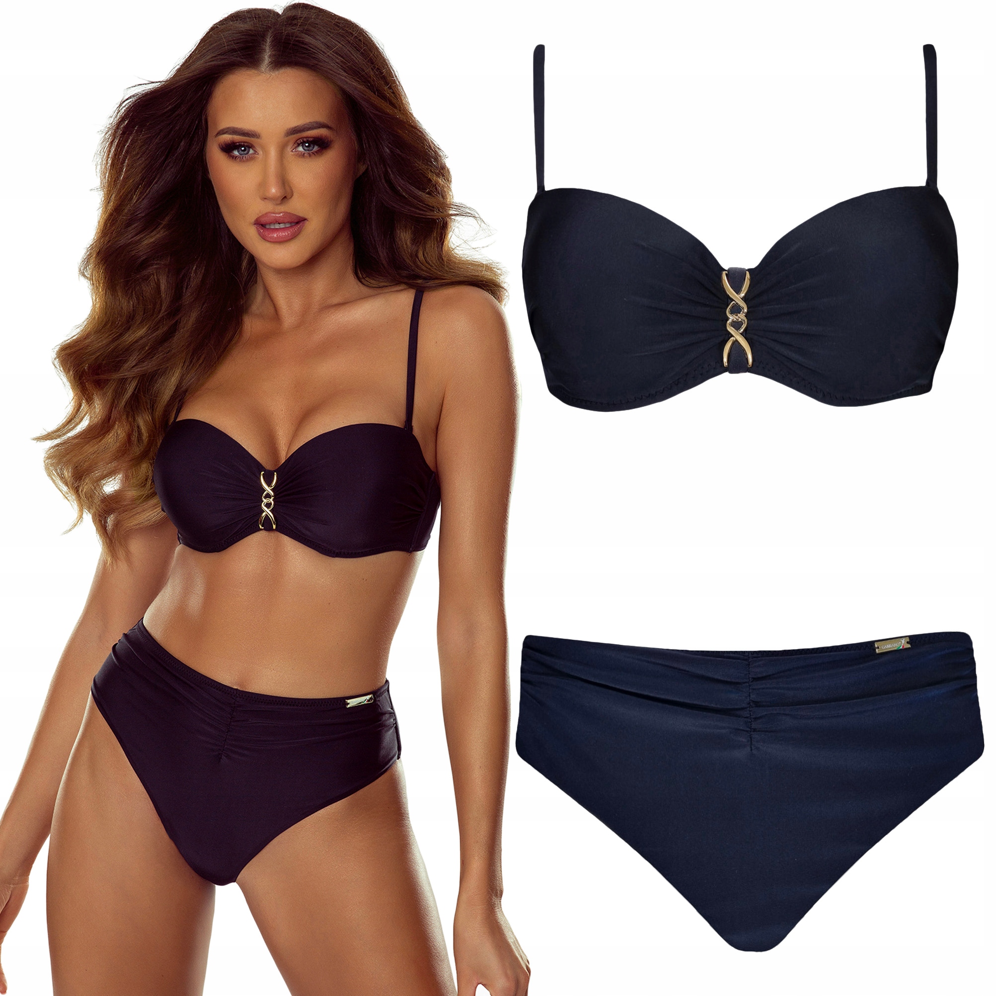 Strój kąpielowy dwuczęściowy push up Gabbiano Ashley czarny 38D/M 75D