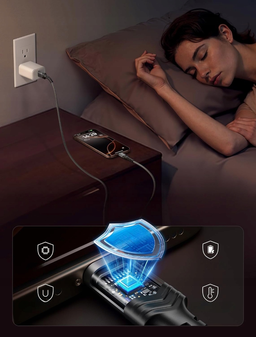 Mocny kabel USB-A do USB-C 2m SOUNIX w oplocie szybkiego ładowania 3A QC Konstrukcja oplot