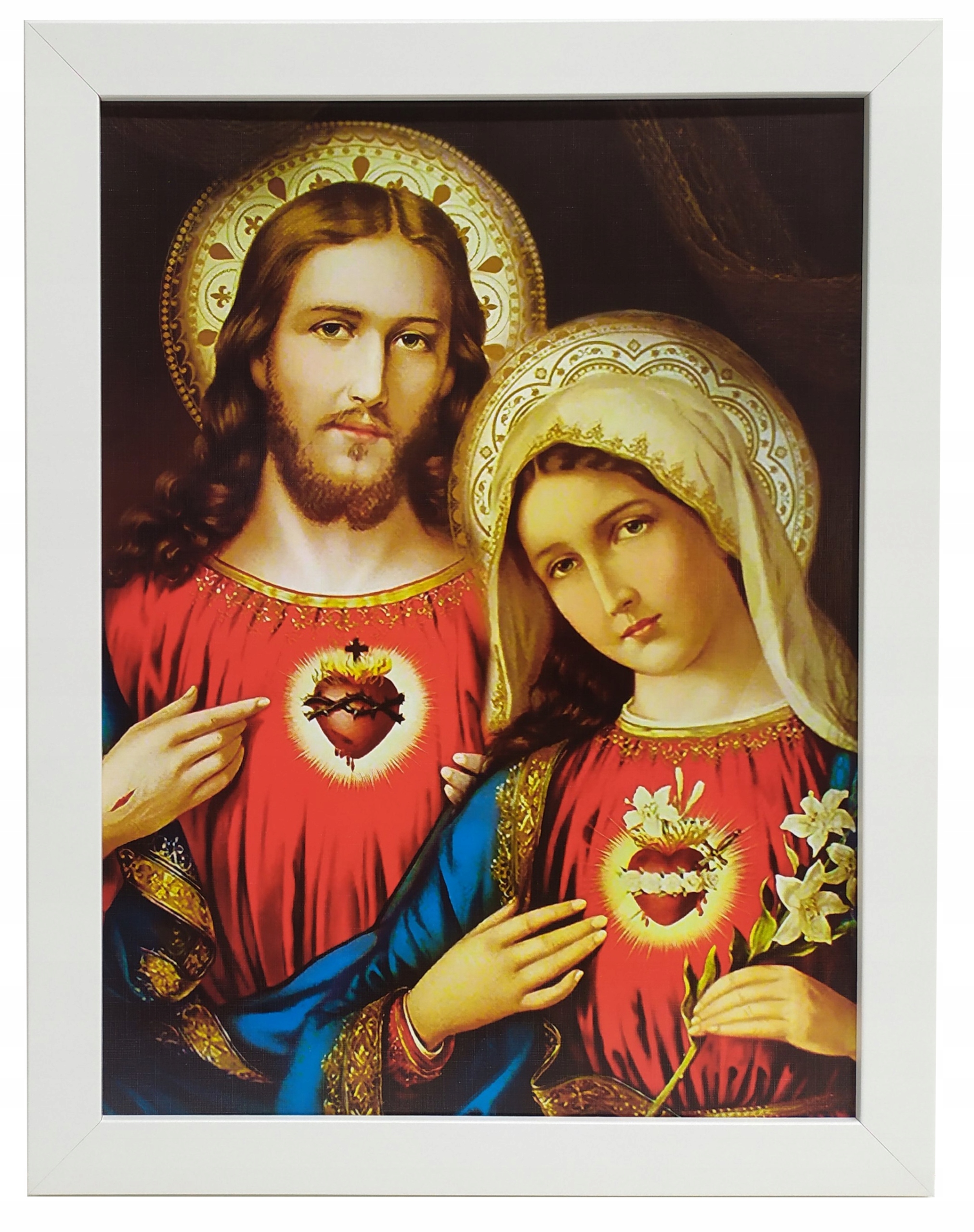 

Obraz Święty Serce Maryi I Jezusa 35X45 Biała Rama