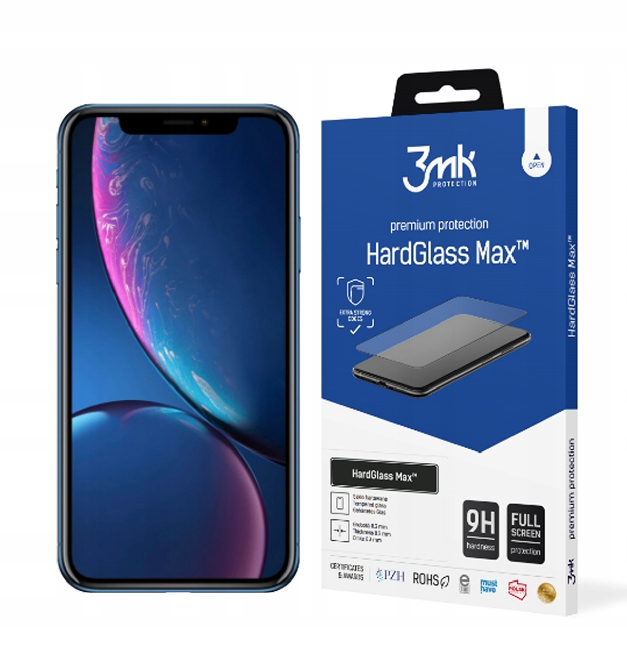 

3MK Szkło HardGlass Max do iPhone Xr czarne 9H