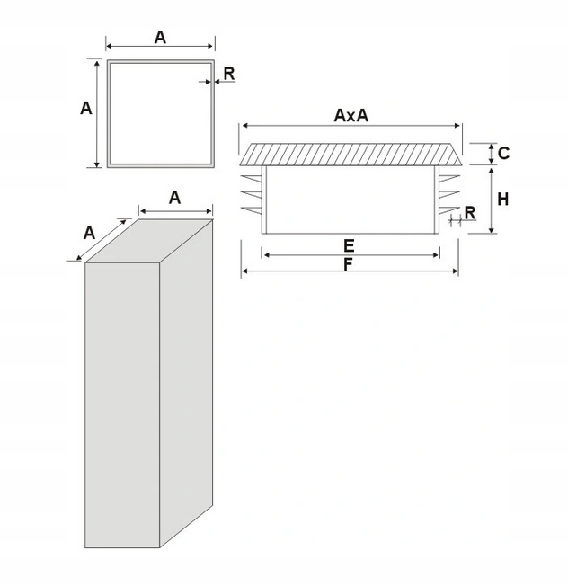 Zaślepka 120x120 Korek Zatyczka Plastik RÓŻNE KOLORY Kod producenta ZK 120x120