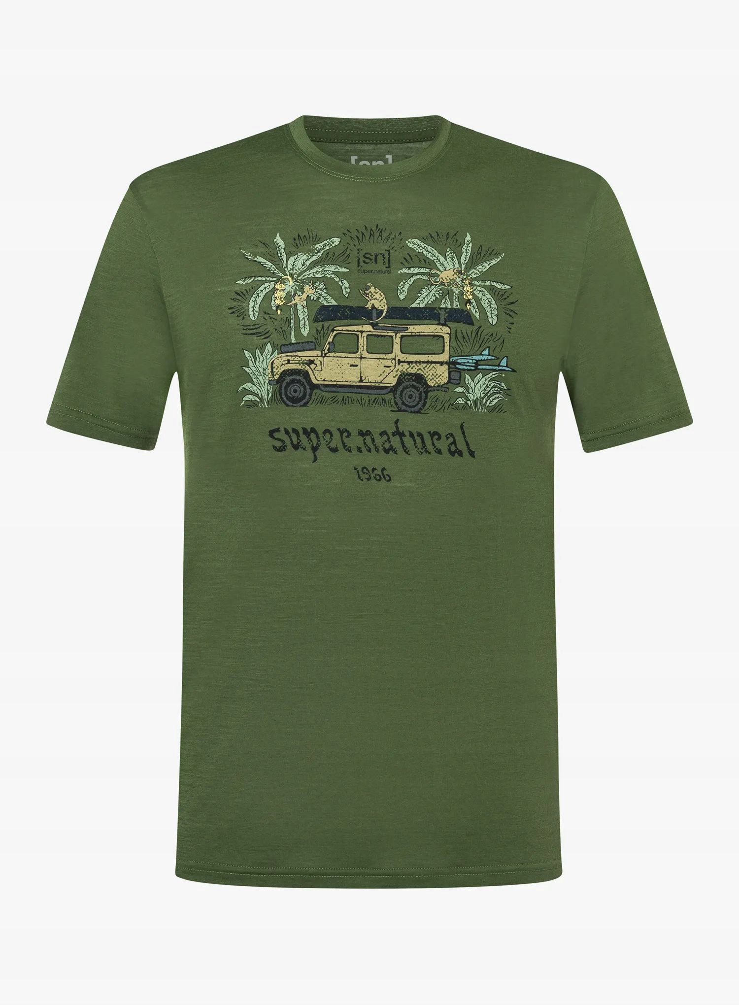 Merino tričko Super.natural Tropicar Tee chive/various XL