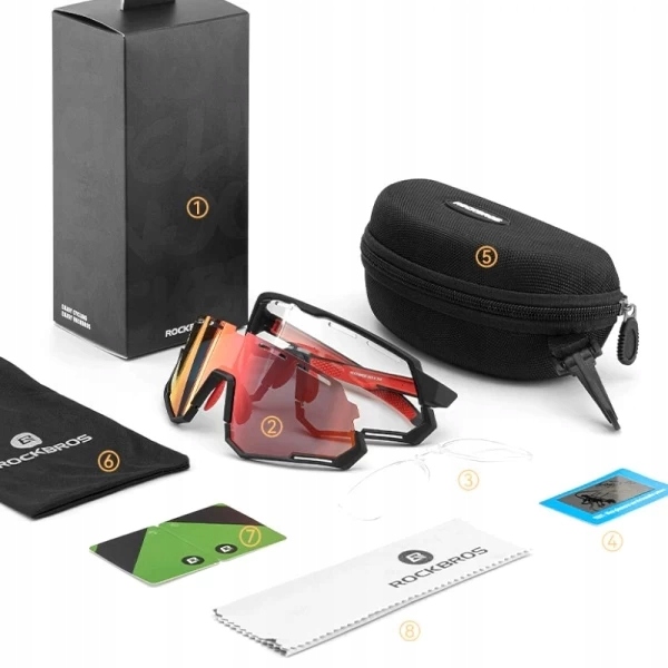 ВЕЛОСИПЕДНІ ОЧКИ ROCKBROS ФОТОХРОМ ПОЛЯРИЗАЦІЯ 2в1 ЯКІСНІ ЗАМІННІ ОЧКИ