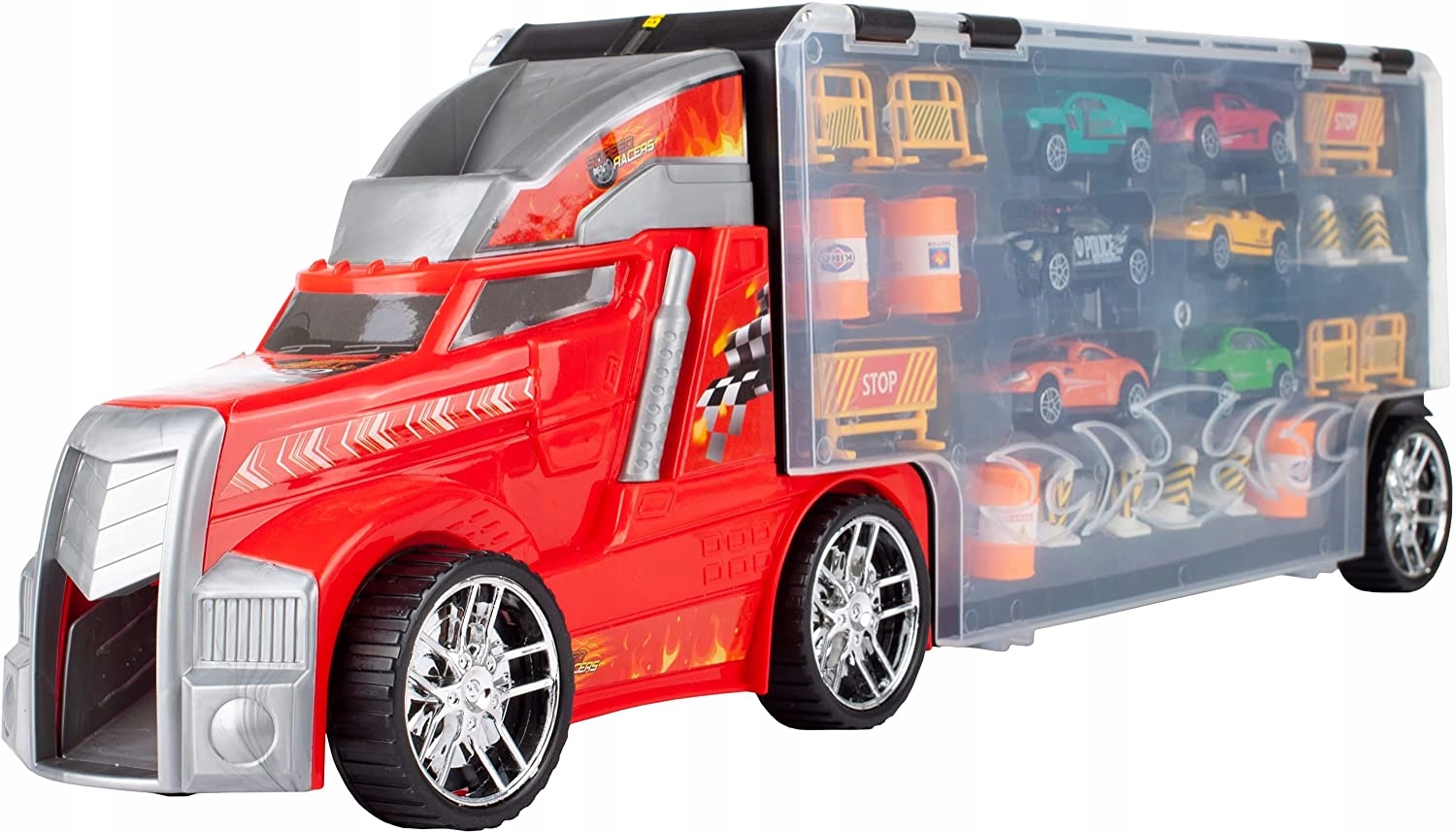 Ciężarówka Auto Laweta Resoraki z WYRZUTNIĄ METAL Transporter na Autka Płeć chłopcy