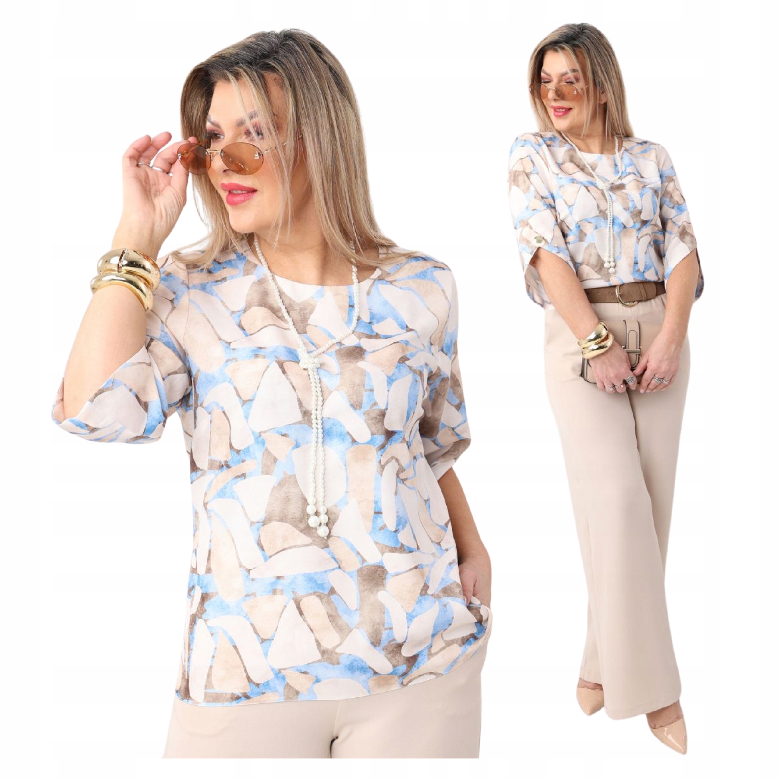 Bluzka Damska Luźna Bawełniana Zwiewna Duże Rozmiary Wizytowa