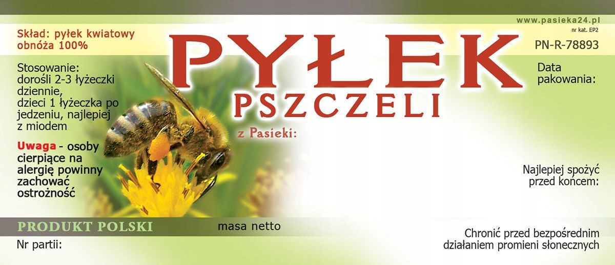 

Paczka etykiet na pyłek kwiatowy (50szt) wzór EP2
