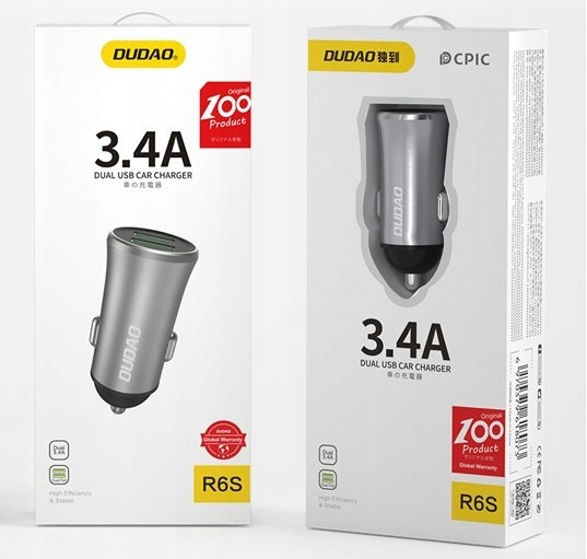 ŁADOWARKA SAMOCHODOWA MOCNA 2 X USB 3,4A DUDAO
