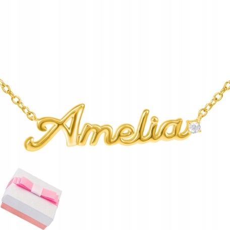 Stříbrný náhrdelník řetízek pro ženy s jménem Amelia stříbro, pozlacený, velikost 925