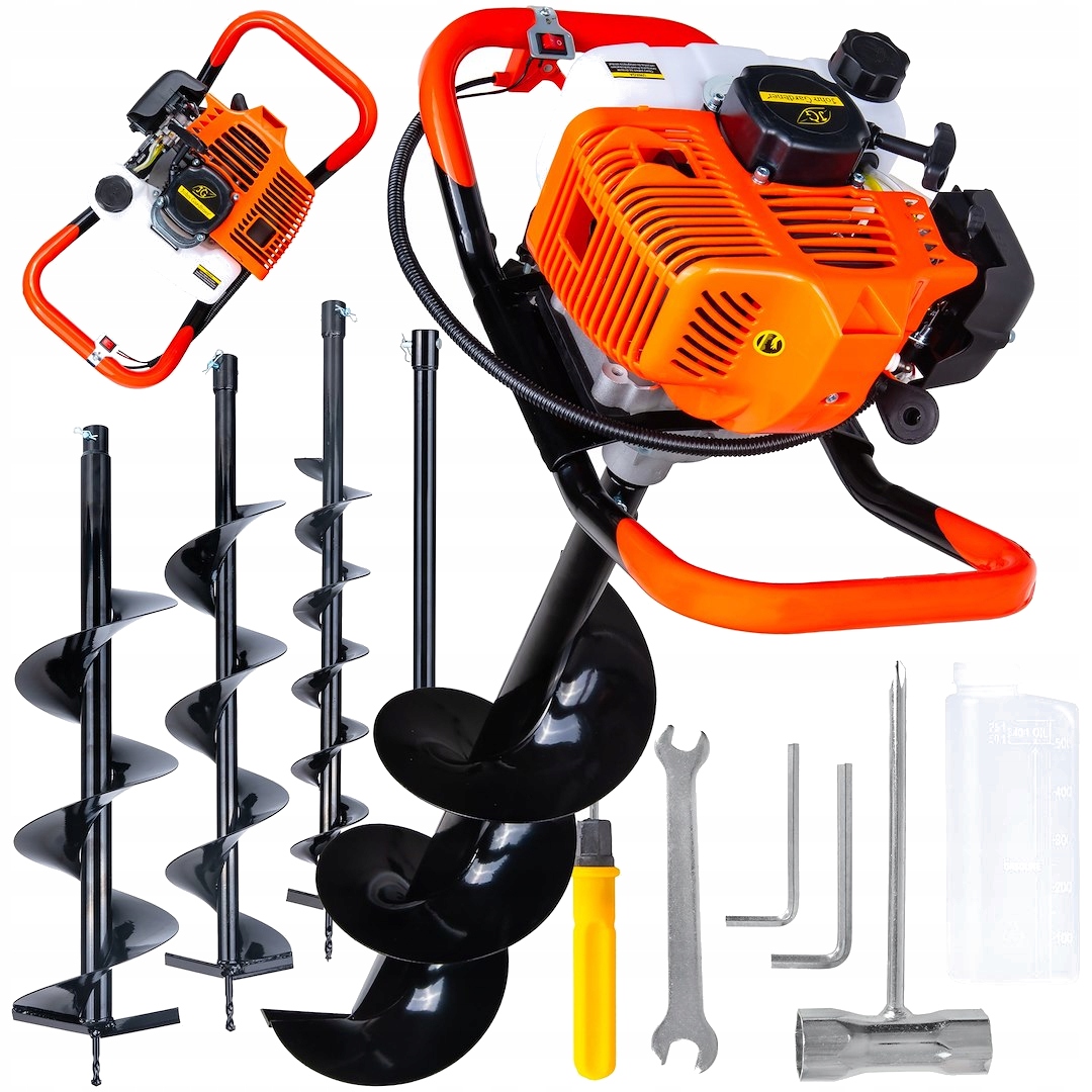 Zemní vrták vrtáky (10 cm, 15 cm, 20 cm) adaptér 50 cm G84025