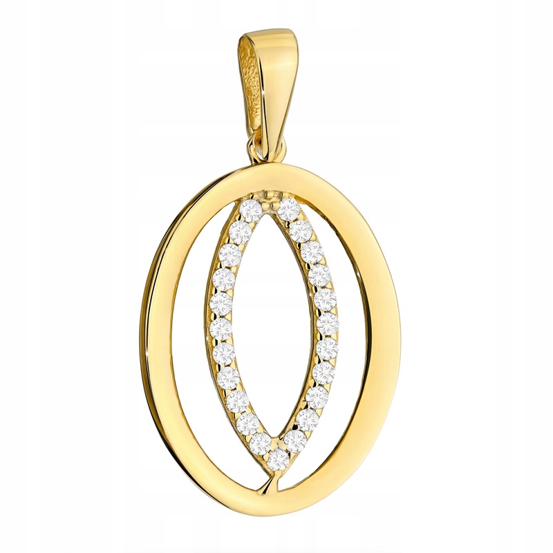 Zlatý Oválný Přívěsek Přívěsek pr. 585 Lžička se zirkony 14k