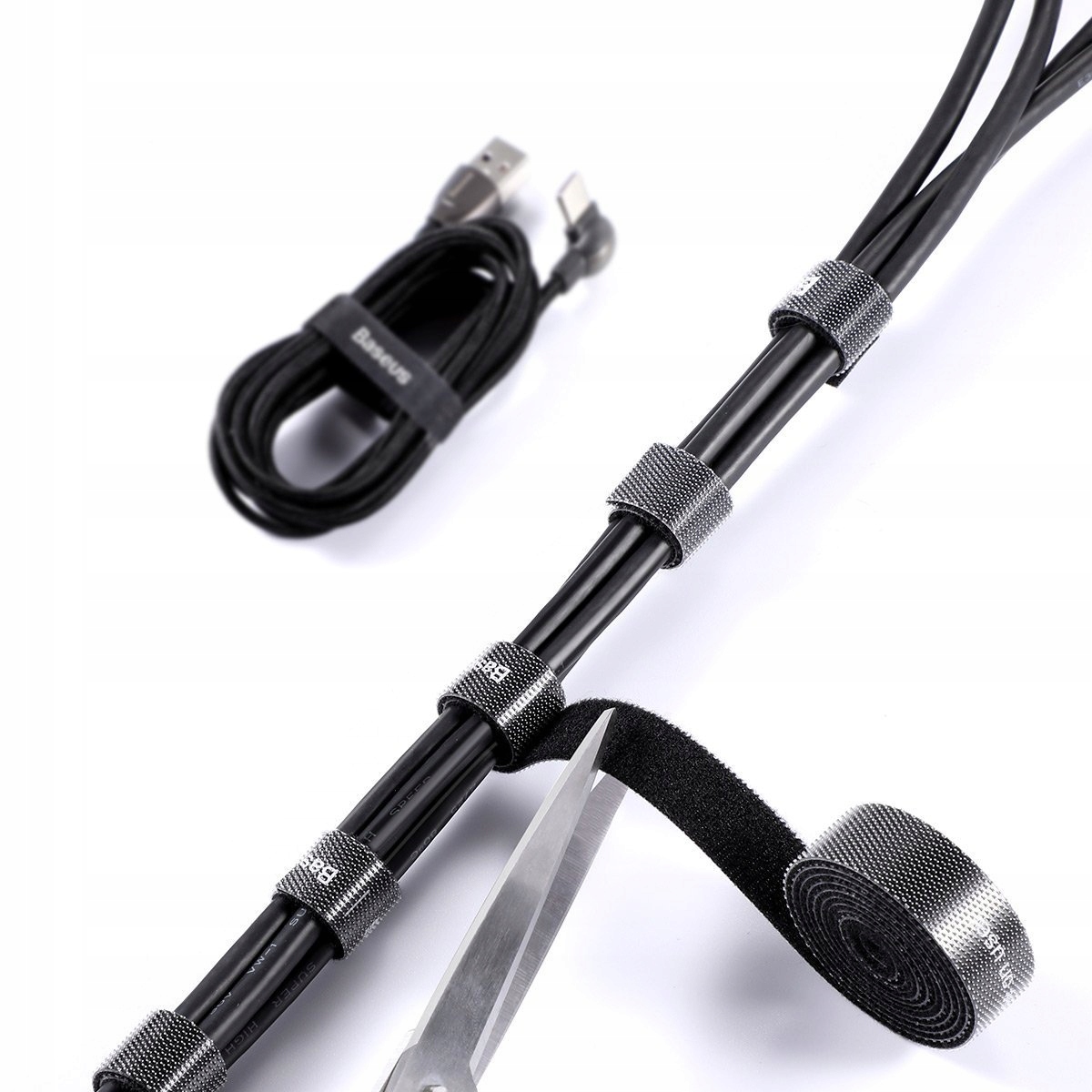 BASEUS RAINBOW CIRCLE VELCRO STRAPS TAŚMA RZEPOWA Kolor czarny