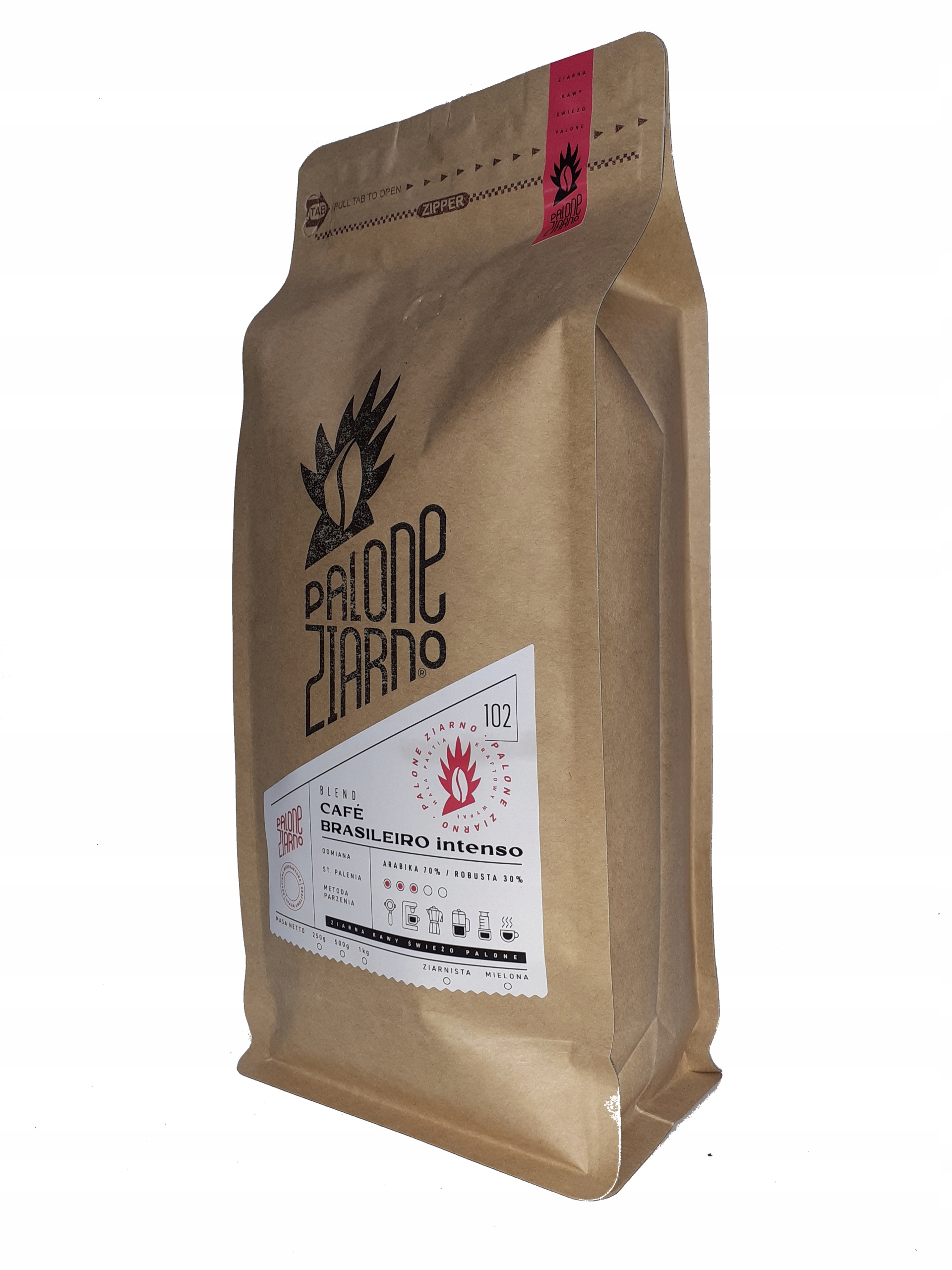 Kawa 1kg Brazylia Intenso Swieżo Palona Ziarno Blend 70/30
