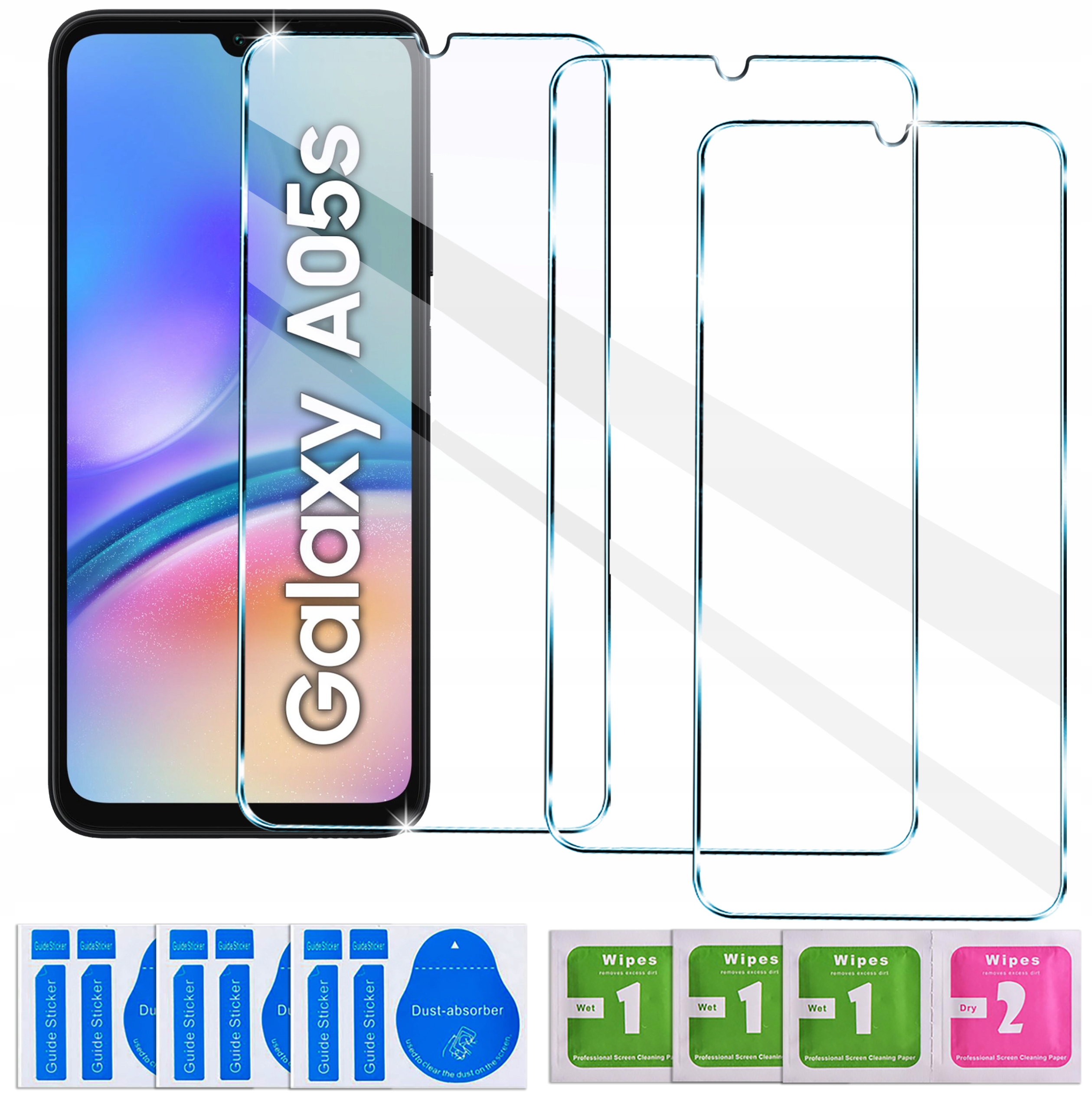 3x Szkło Hartowane do Samsung Galaxy A05s Szybka 9H zestaw 3 sztuk