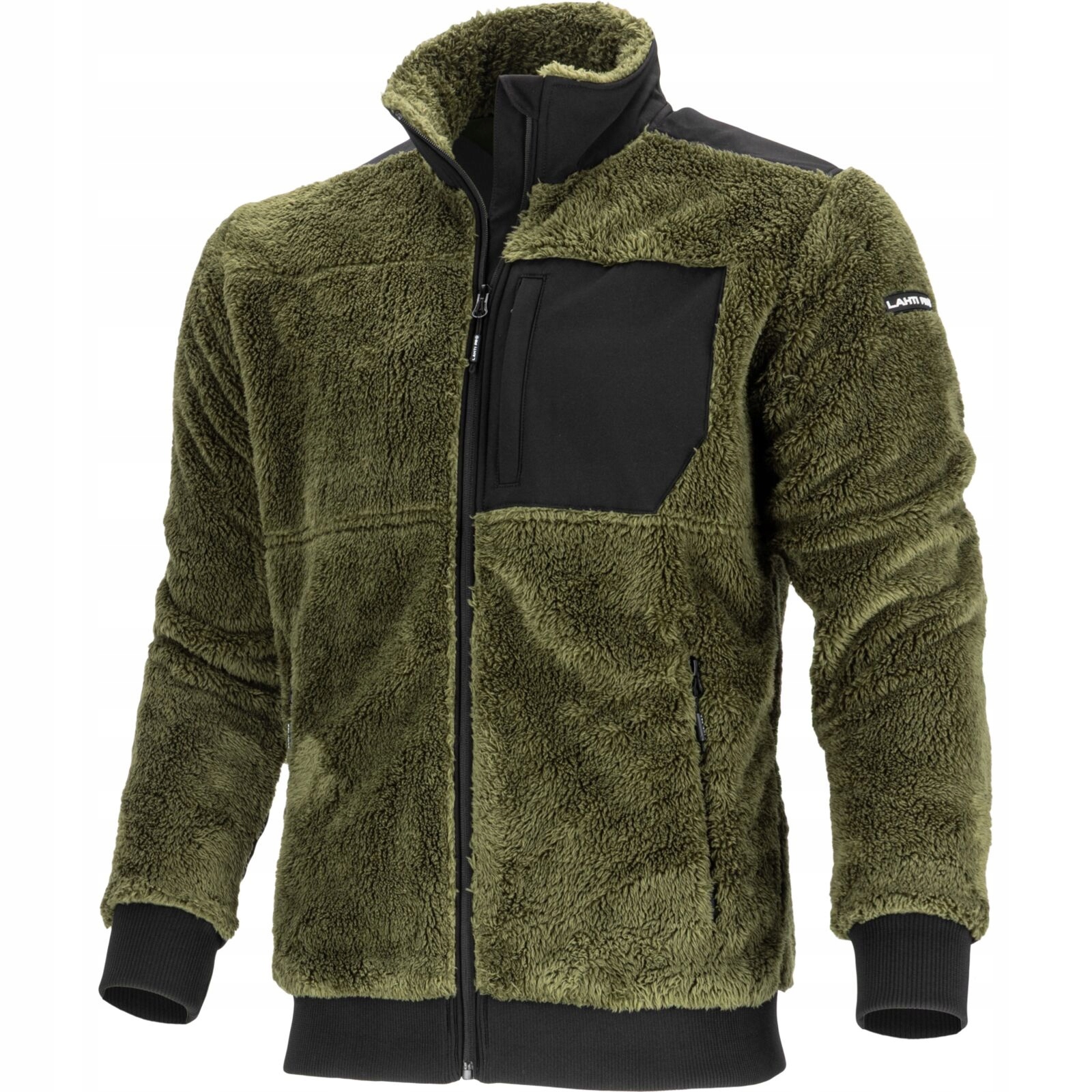 Bluza męska na suwak zielona polar sherpa z kieszeniami Lahti Pro L40154 L