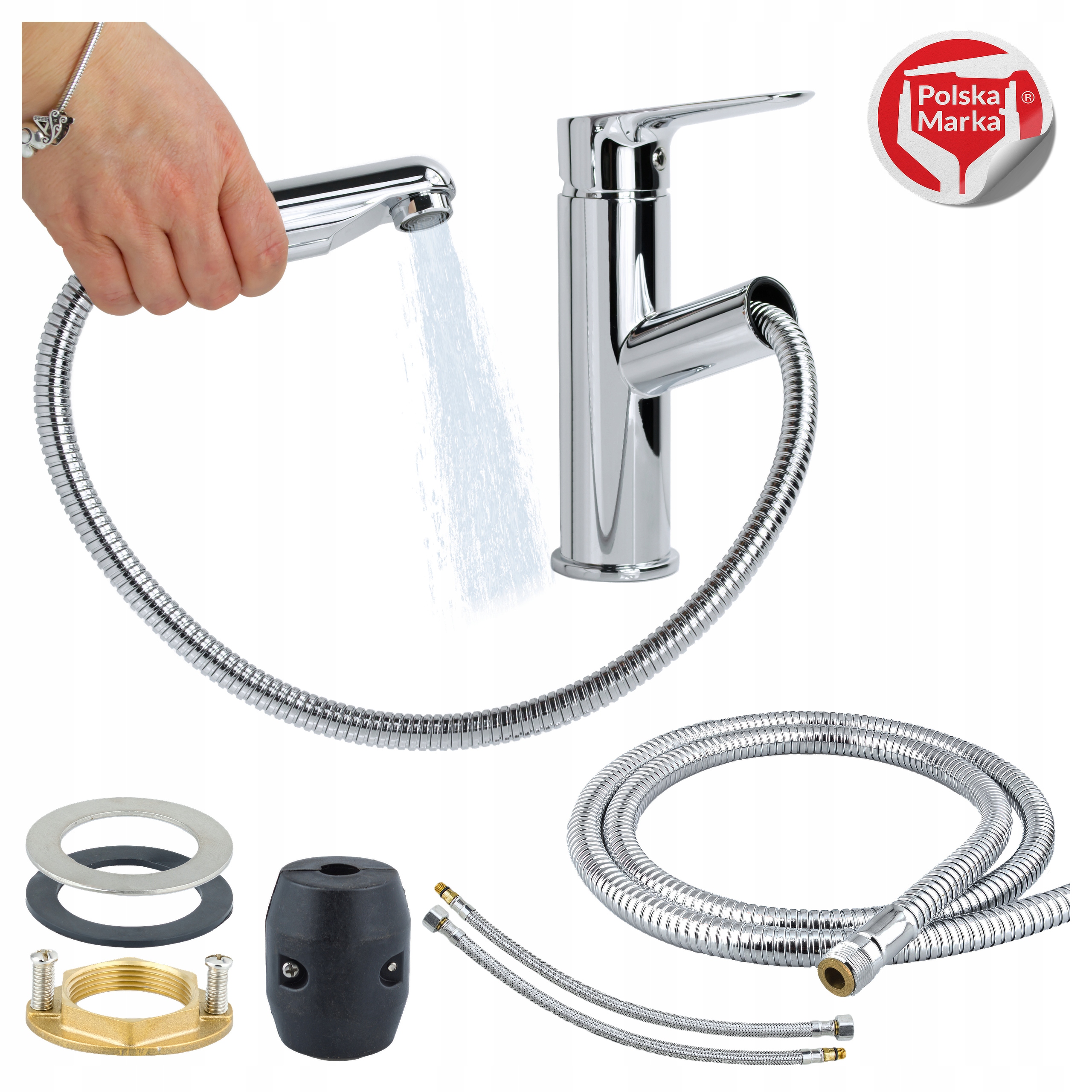 Kuchynská batéria do umývadla s výsuvným výtokom, umývadlová batéria