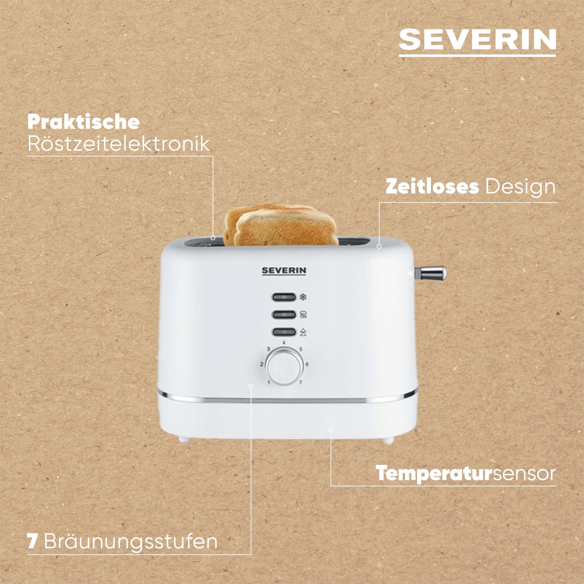 SEVERIN Toster 2 Kromki Stal Nierdzewna 850W Biały — miniatura 4