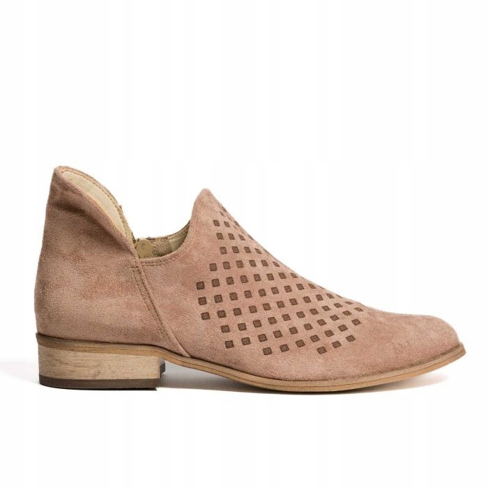 Taupe Semišové Dámské Polobotky S Kosočtverci Optimo 37