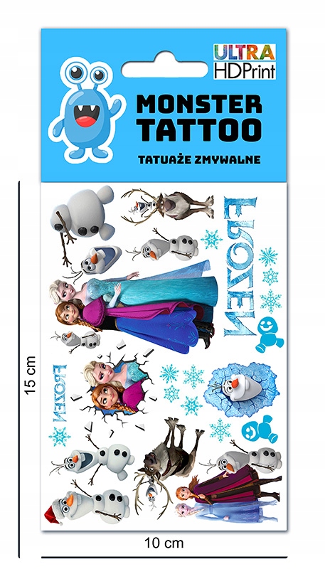 NAJLEPSZE TATUAŻE ZMYWALNE DLA DZIECI DZIECIĘCE FROZEN KRAINA LODU WZORY Waga produktu z opakowaniem jednostkowym 0.2 kg