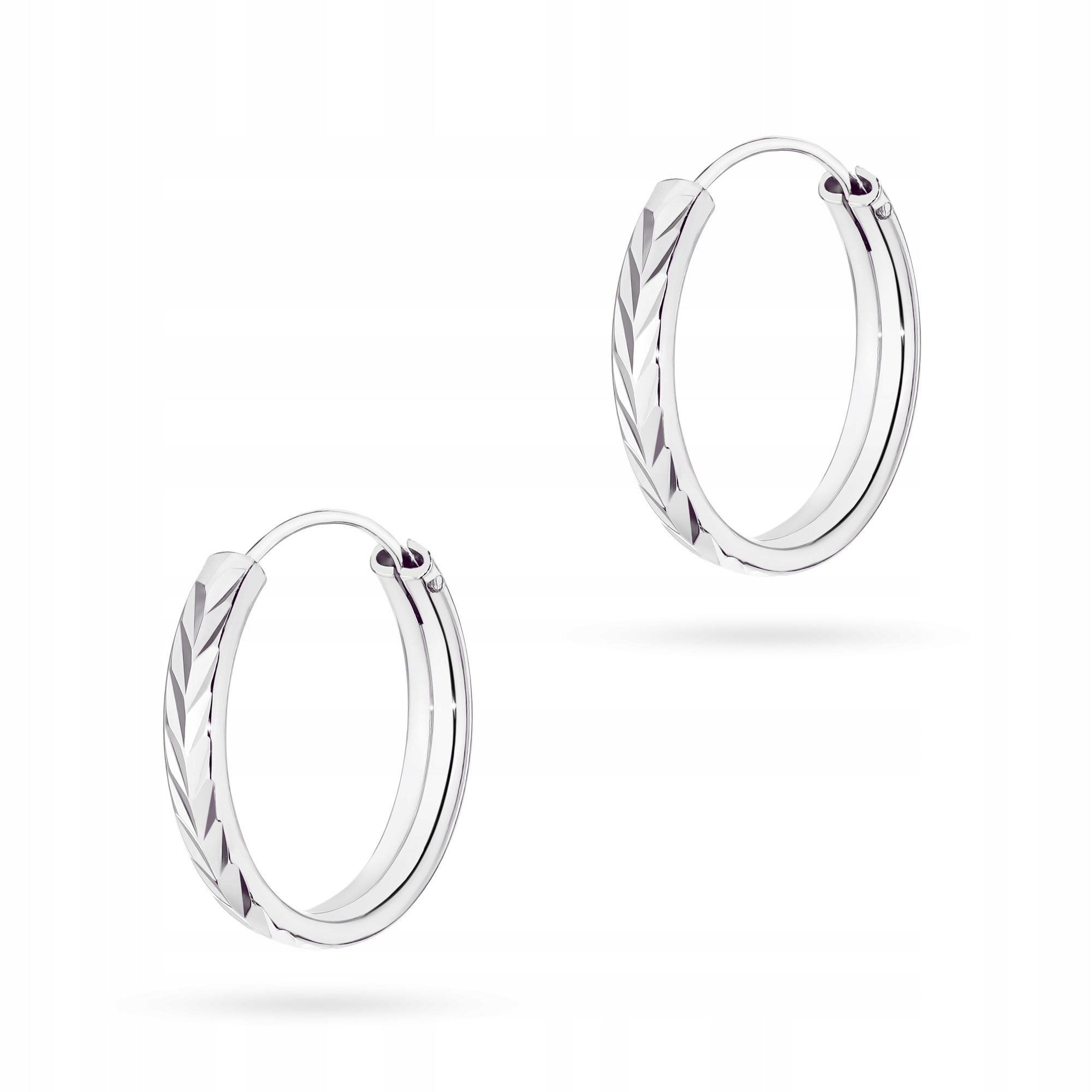 Stříbrné Náušnice Dámské ryzost 925 Diamantová kolečka 20 mm Kreolky Krabička