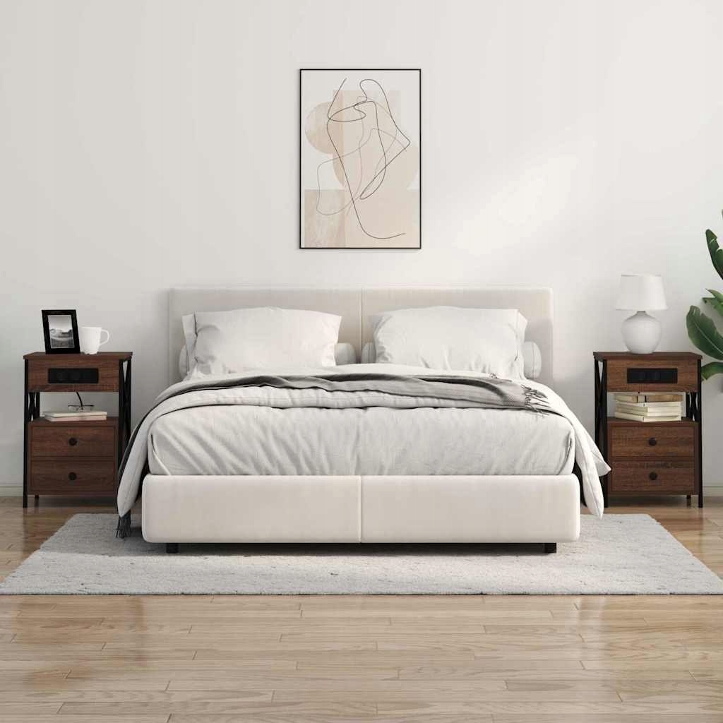 Nočná Skrinka s zásuvkou 2 ks Hnedý dub 40 x 31 x 60 cm
