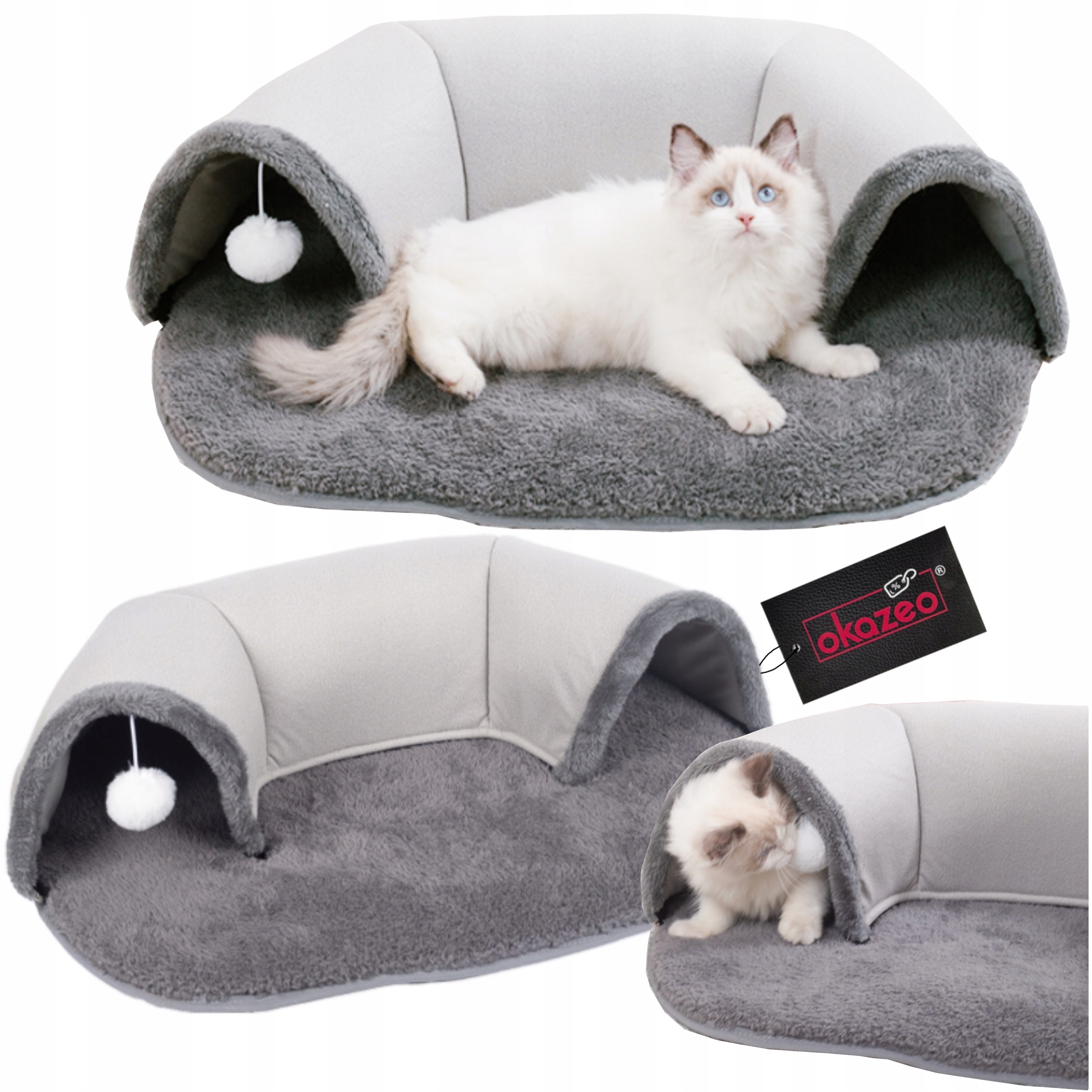 Levně Tunel pelíšek šustící hrací podložka s přívěskem pro kočky králíka