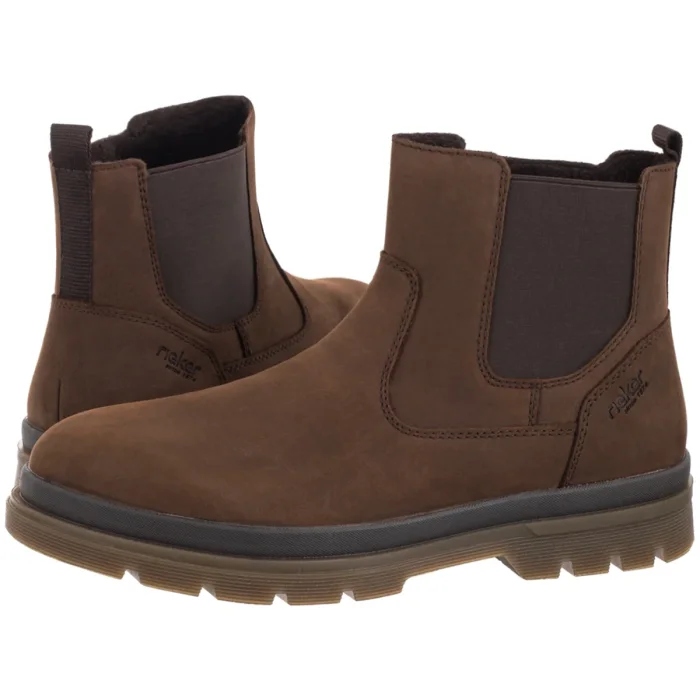 Pánské Kožené Kotníkové Boty Šněrovací Kotníkové Boty Rieker Hnědé F7051-23 Brown