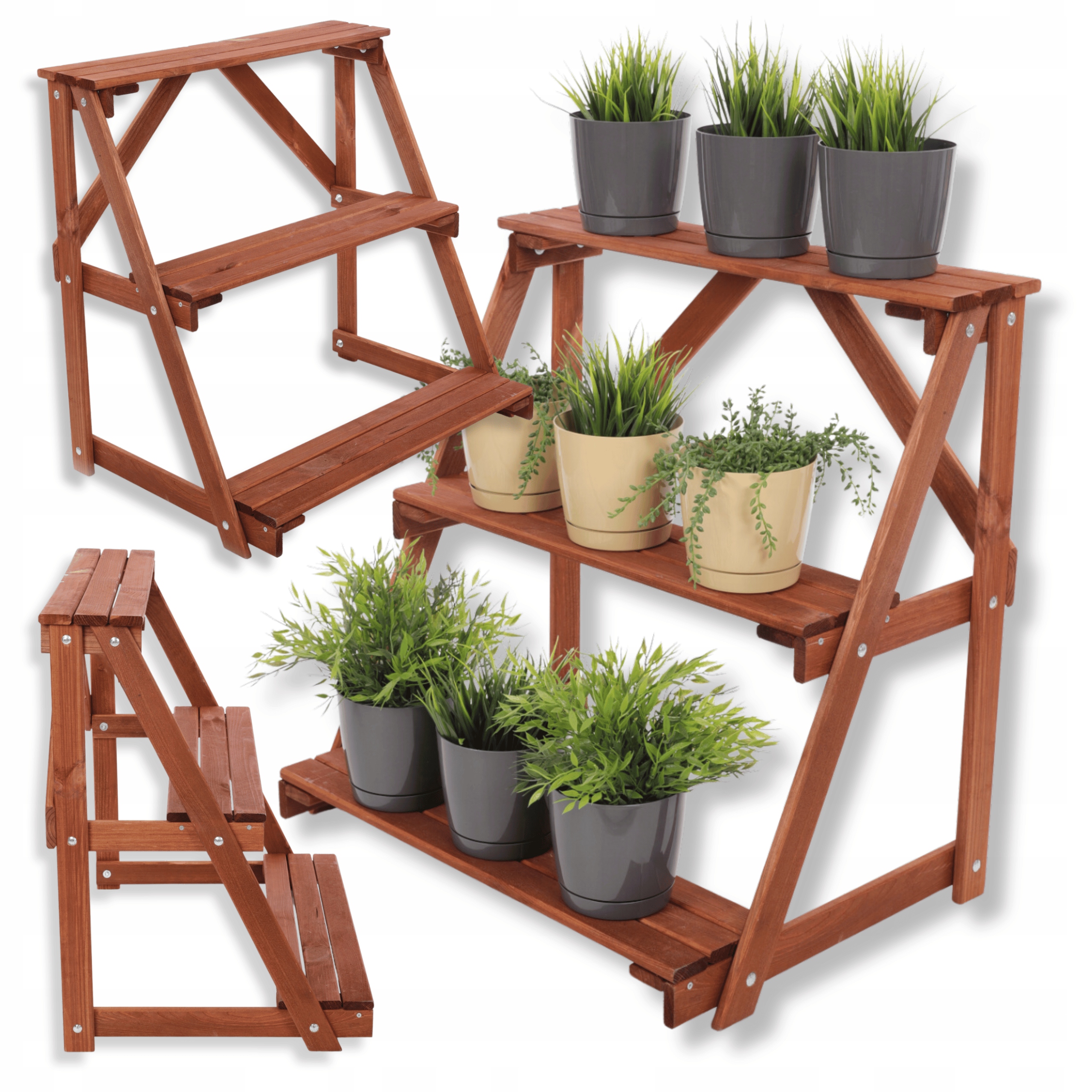 Regál na kvetináče držiak na kvetináč stojan na kvety polička na kvety drevená