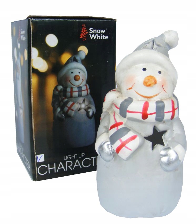 BAŁWAN FIGURKA CERAMICZNA 10cm LAMPION LED