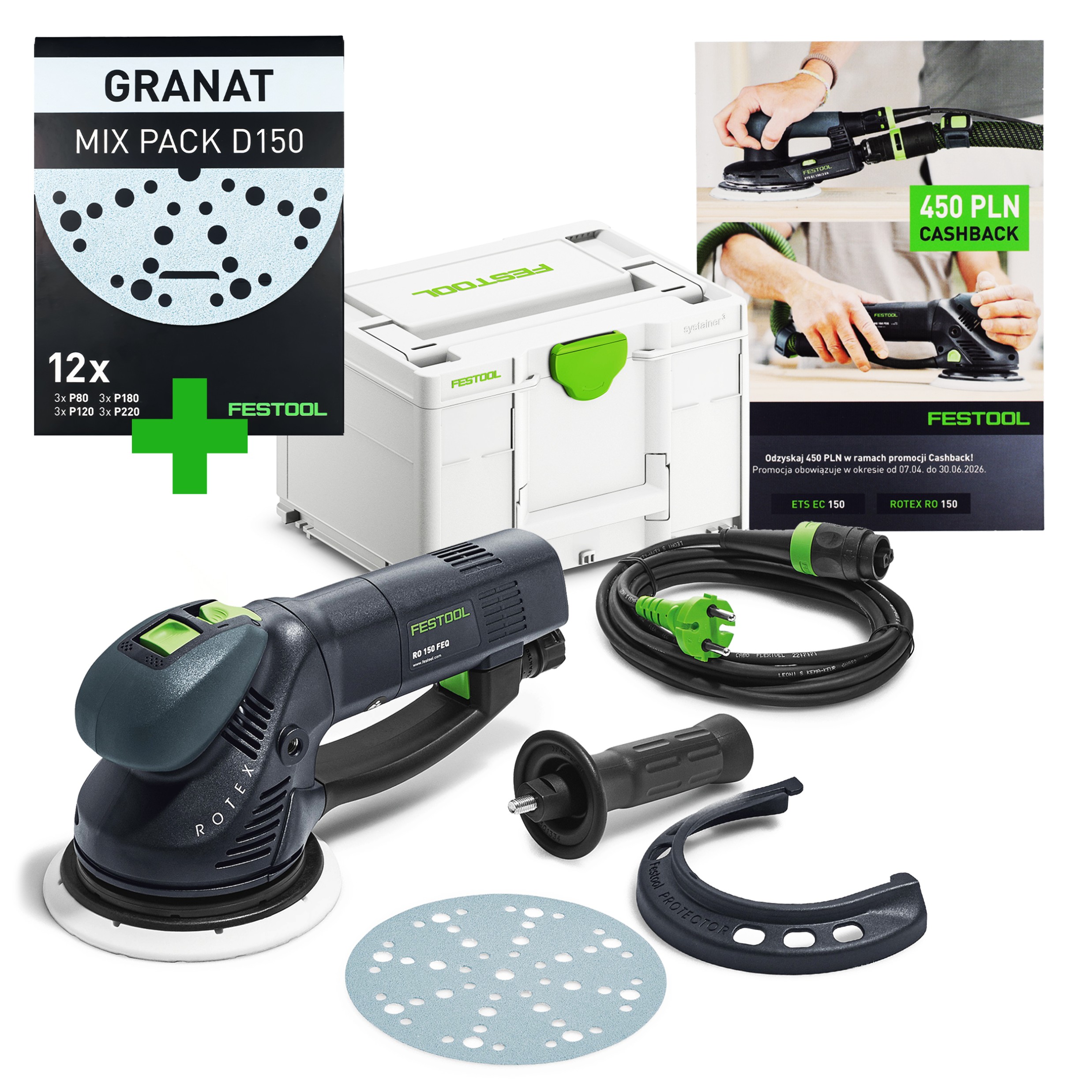 Przekładniowa szlifierka mimośrodowa Festool Ro 150 Feq Plus 576017