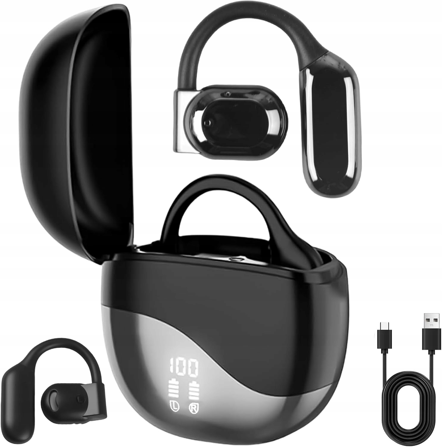 Ai Słuchawki Tłumaczące Bezprzewodowy 144 Języki Bt 5.3 Nauszne czarny