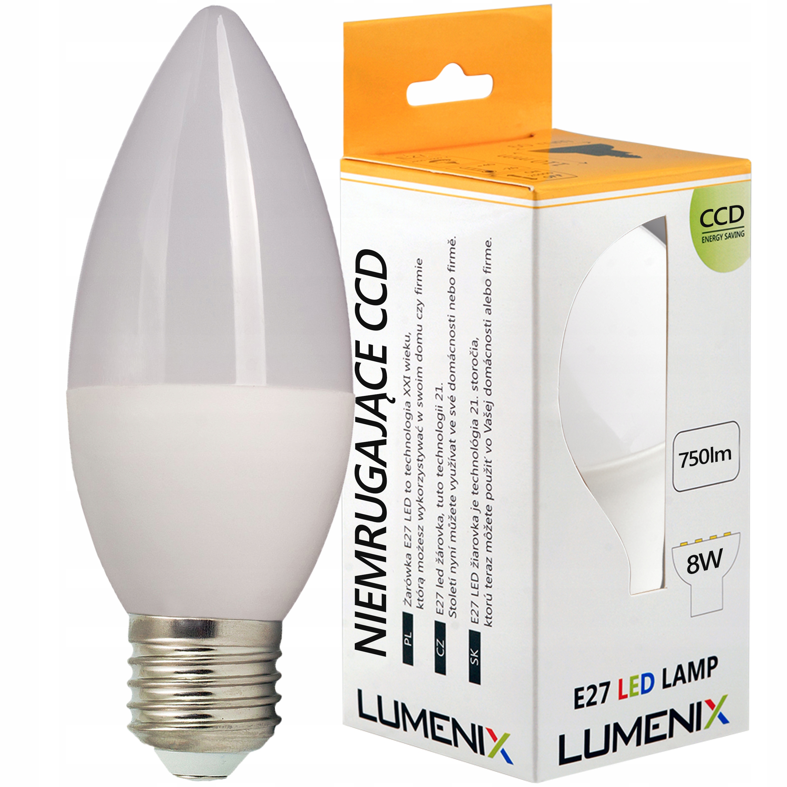 

Żarówka Led E27 750lm 8W Świeczka Ciepła