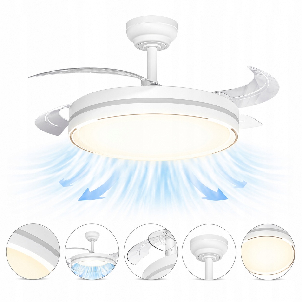stropní svítidlo Led s ventilátorem Stropní ventilátor Stropní Svítidlo 3 barvy 106 cm