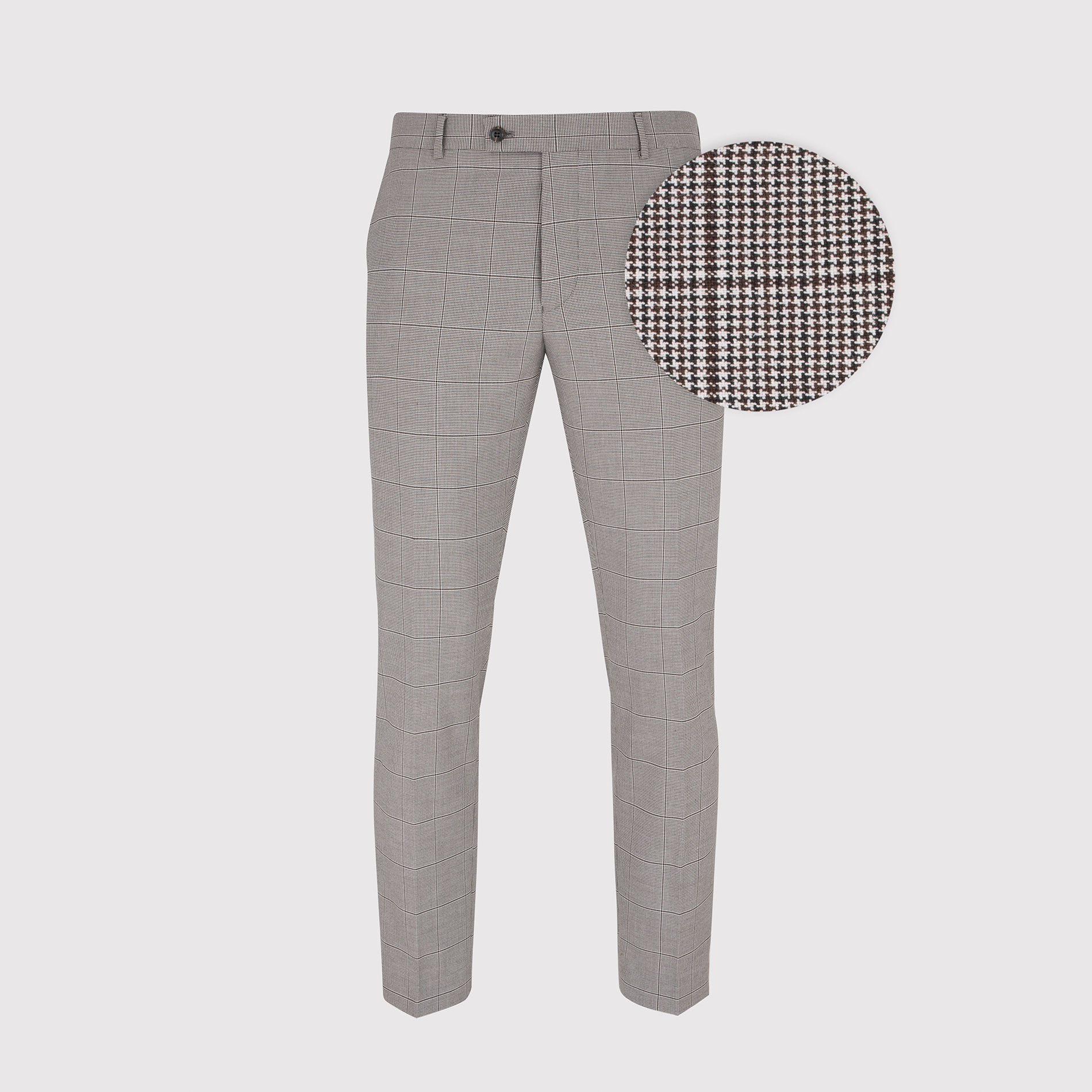Hnědé kostkované oblekové kalhoty Pako Lorente vel