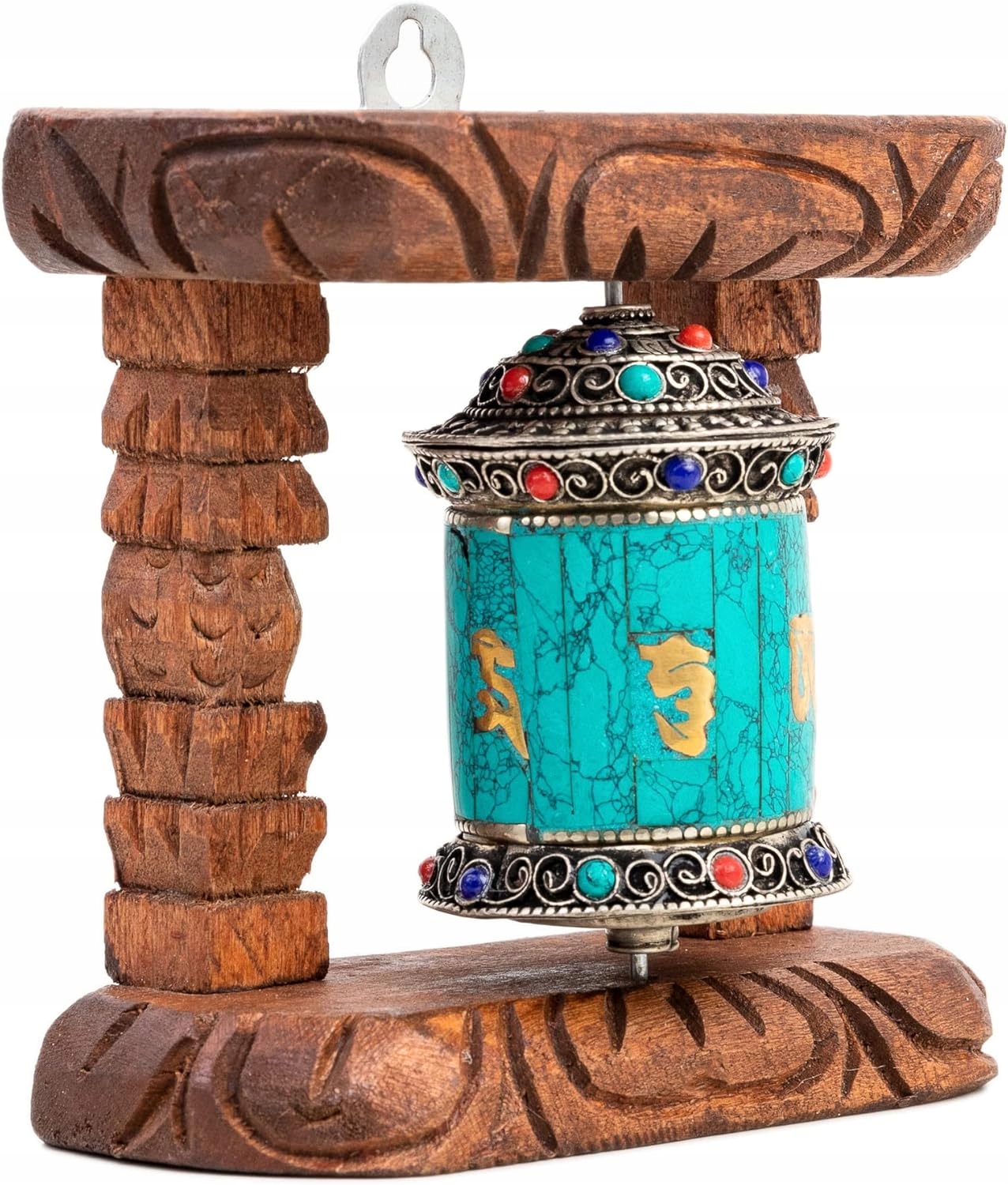 Buddhistické Modlitební Kolo na stěnu Om Mani Padme Hum Nepál Dřevěná figurka