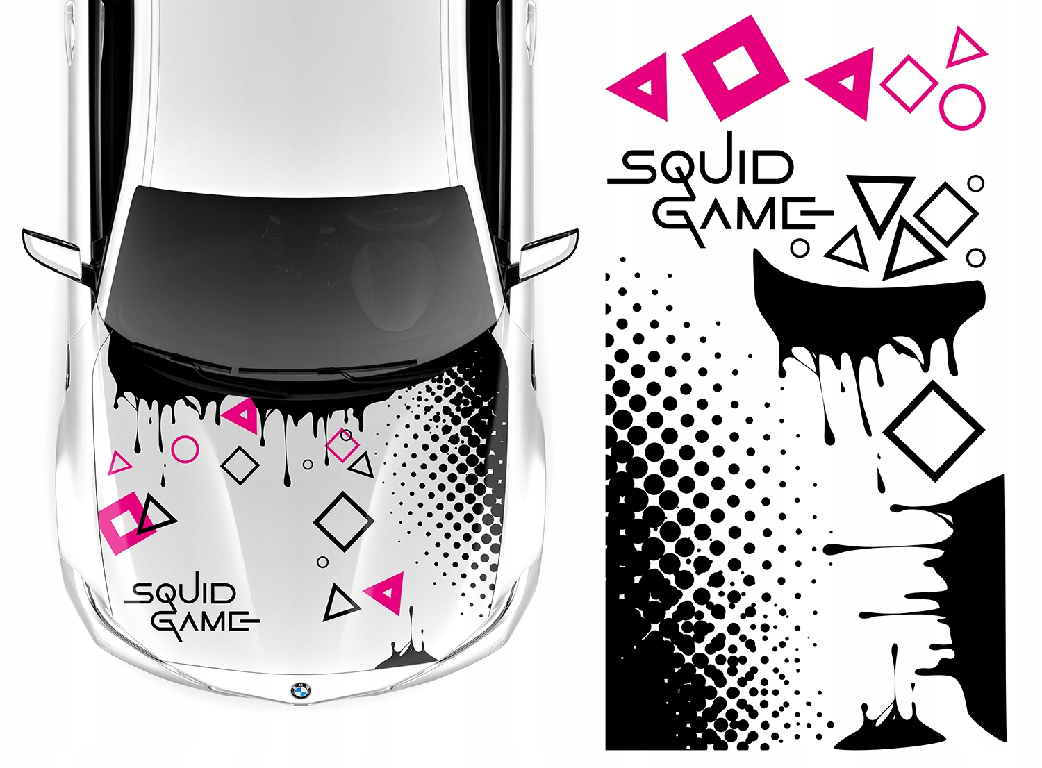 Samolepka Grafika na auto masku Motiv Squid Game Tvary Zakapávání 91x167