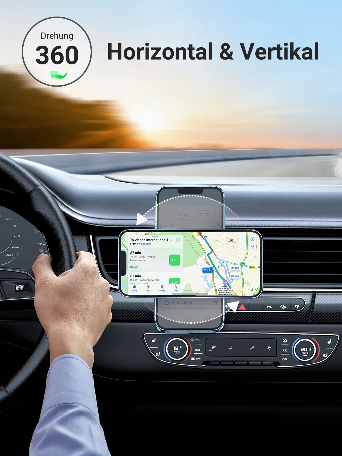 UGREEN Magnetyczny Uchwyt Samochodowy na Telefon 360° iPhone Galaxy Huawei — miniatura 3