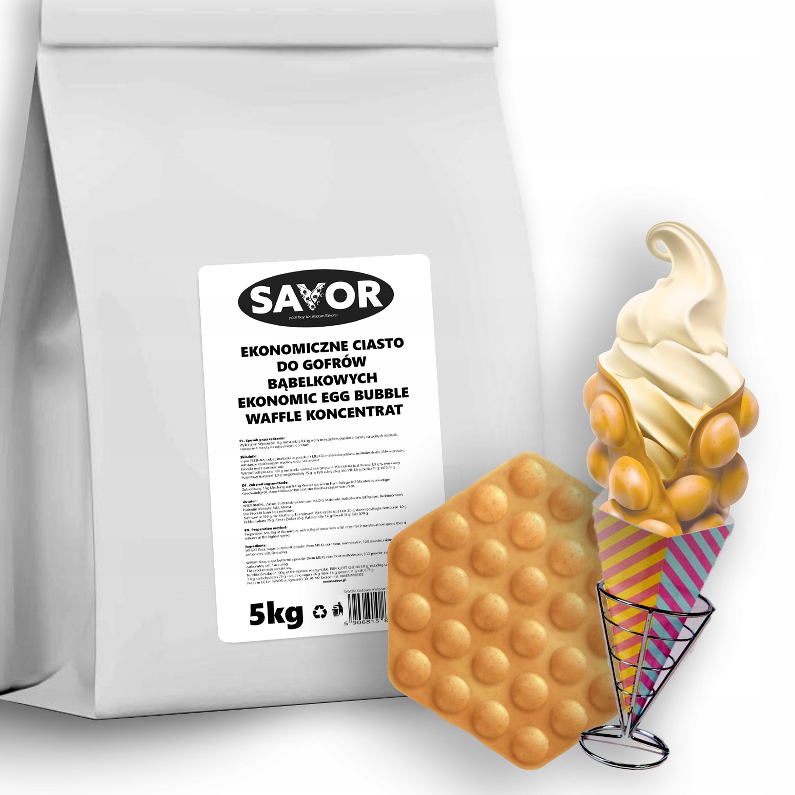 Bublinkové gofry Ekonomická prášková směs koncentrát Savor 5 kg