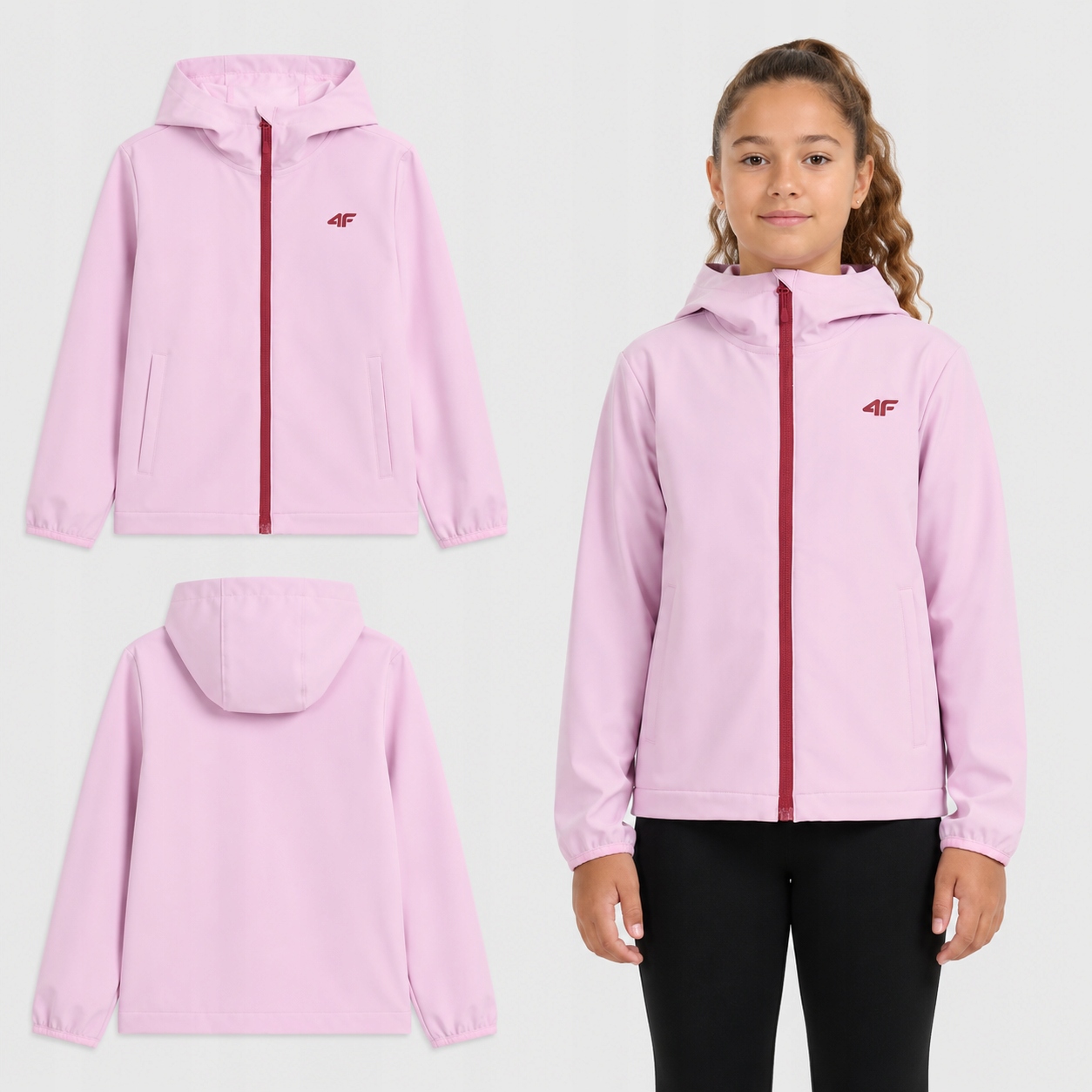 Kurtka Wiosenna Przejściowa 4F Dziewczęca Softshell 146 F478 SS26