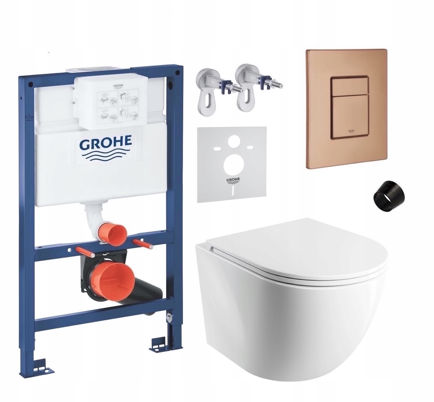 7v1 Podomietková Wc Súprava Stelaz Grohe 820 mm, Wc Miska Omnires, Tlačidlo