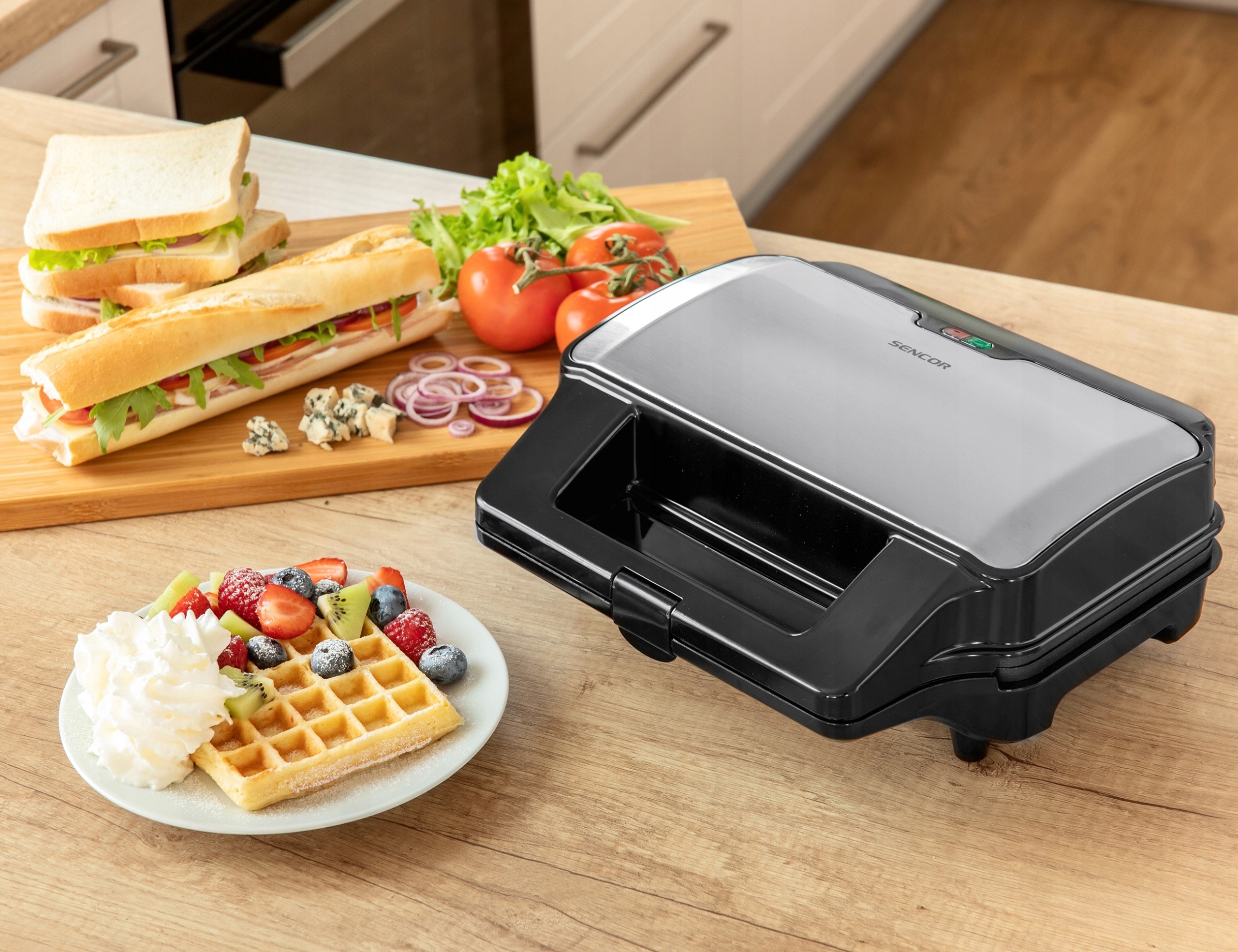 Opiekacz toster do kanapek Sencor 4w1 900W Srebrny Wysokość produktu 11 cm