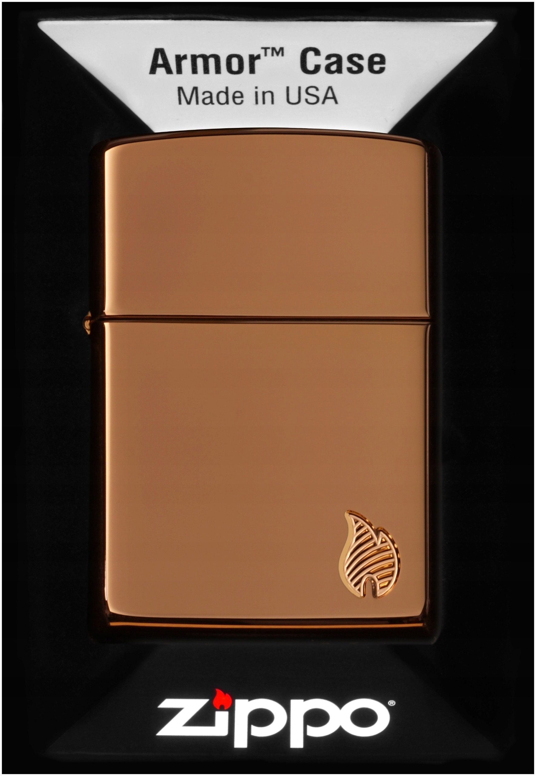 Zapalovač Zippo Armor Flame Rose Gold 60007340 Větruodolný benzínový