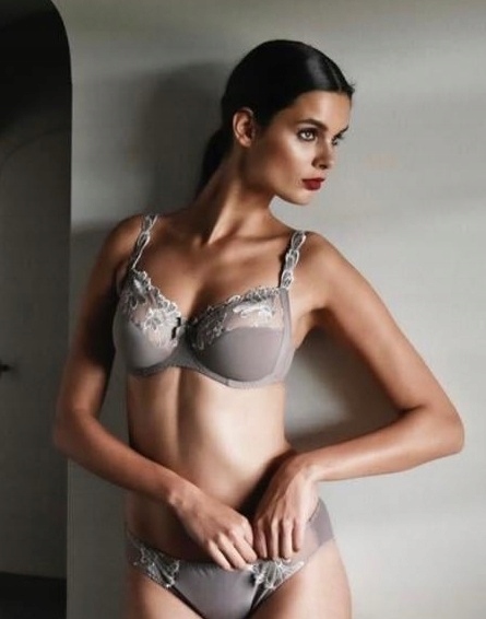 Juliette Camille Eu: 65G 36 měkká vyšívaná sada spodního prádla hnědá Taupe