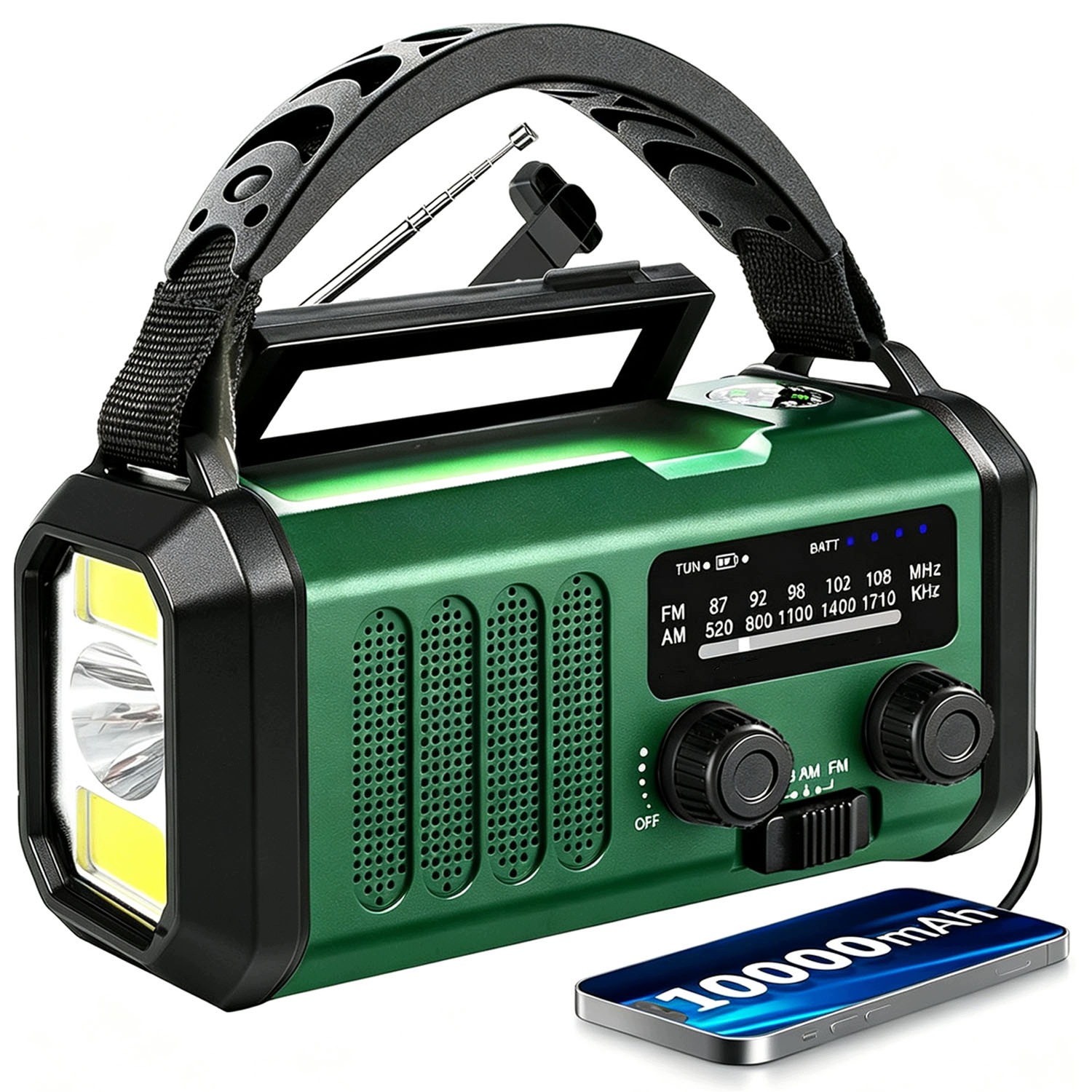 Survivalové rádio Přenosné solární Usb-c svítilna Powerbanka Sos 10000 mAh