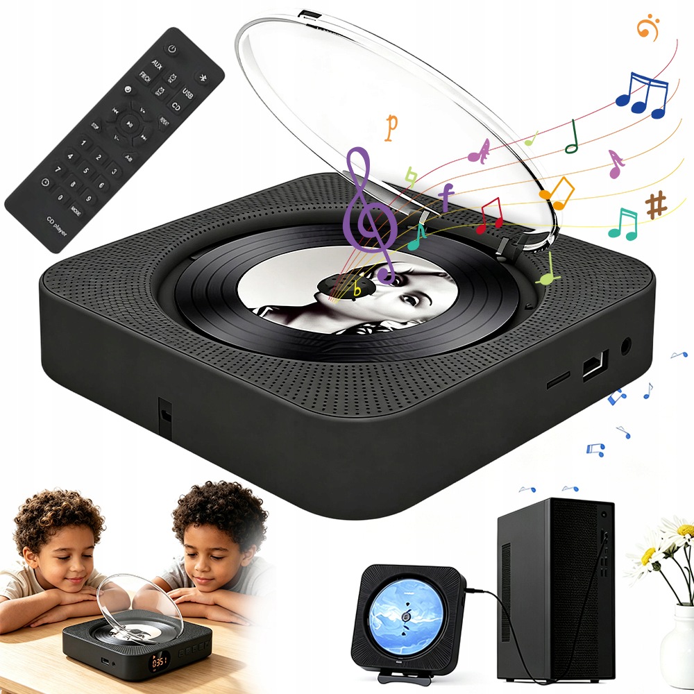 Edukacyjny Odtwarzacz CD Dla Dzieci Bluetooth 5.1, Radio Fm, 6TRYBÓW Led