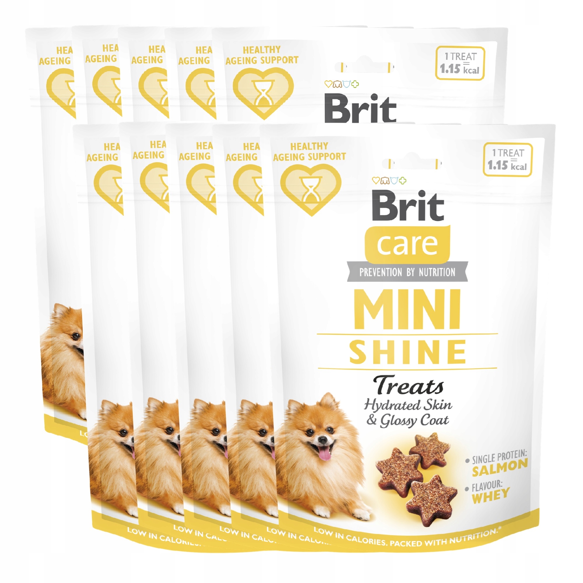 Levně Brit Care Dog Mini Snacks Shine Kůže a srst Losos 10PAK 10x50g
