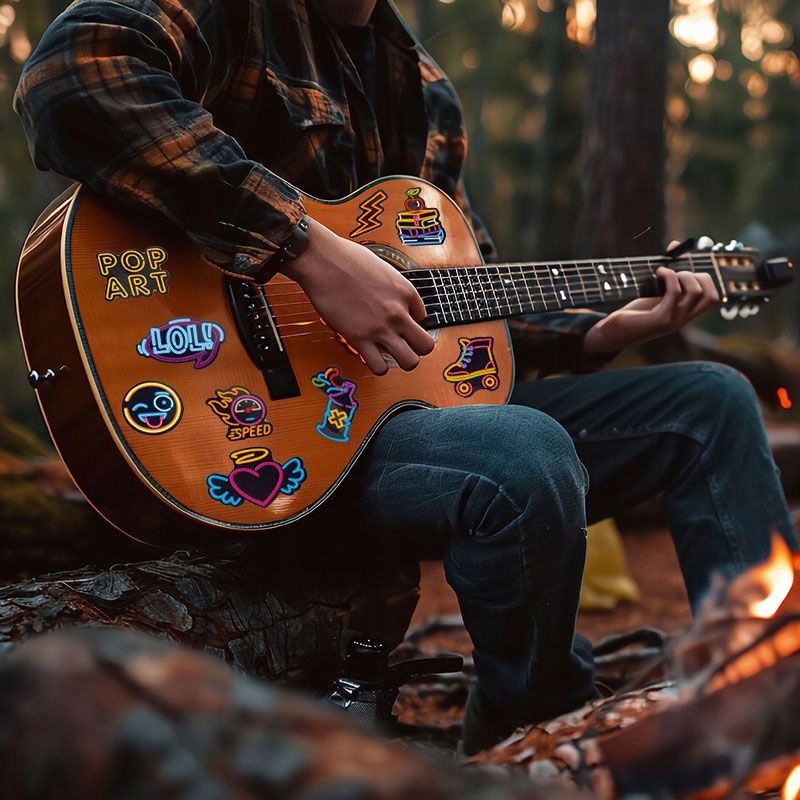 Zestaw 16 Naklejek Neonowych na Laptora Gitarę Mocno Połyskujący Papier EAN (GTIN) 5906269324800