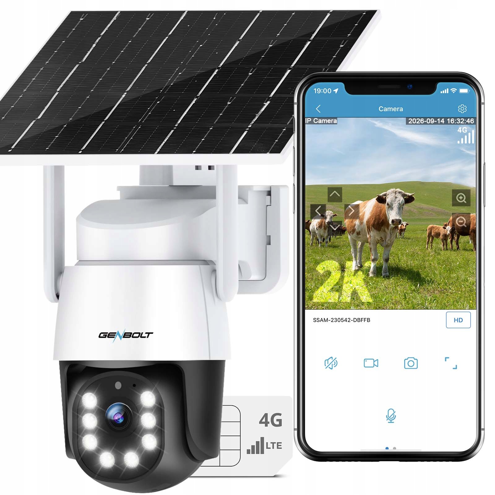 Venkovní Solární Ip Kamera Pro Sim 4G Lte Gsm otočná 3MP Qhd 4x Zoom 25fps